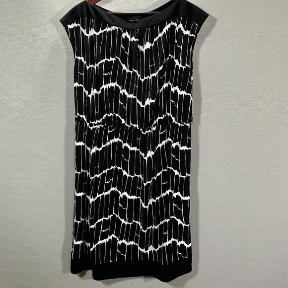 Max & Cleo Dress Womens XL Black White Knit Stretch Pullover Shift NO BELT - Picture 1 of 7
